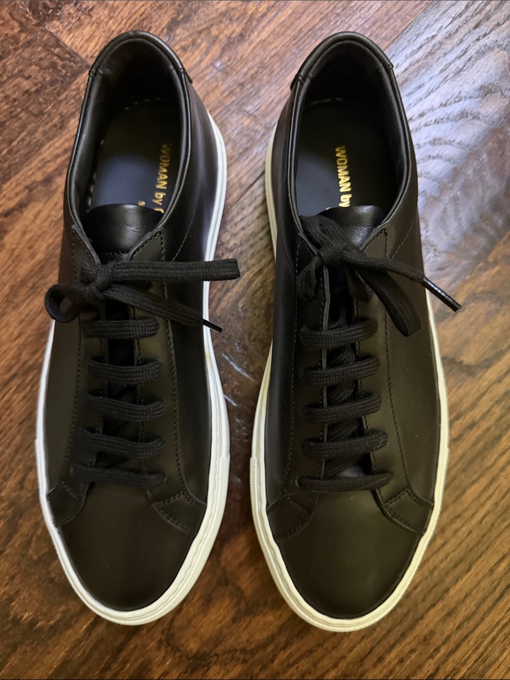 Common Projects Black Leather Low-Top Sneakers with White Sole